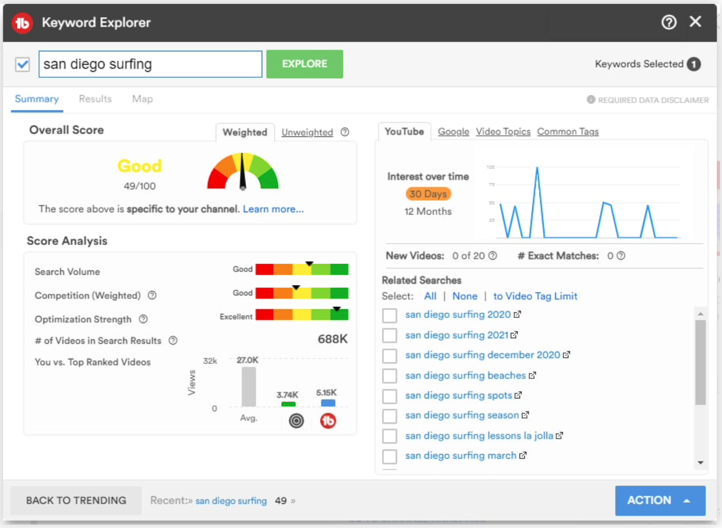 TubeBuddy keyword explorer